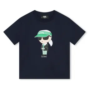 Karl Lagerfeld Navy Blue T-Shirt with Cap Logo