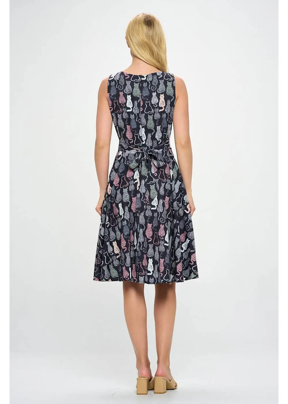 Black LA Soul Ivy Retro Cats A-Line Dress