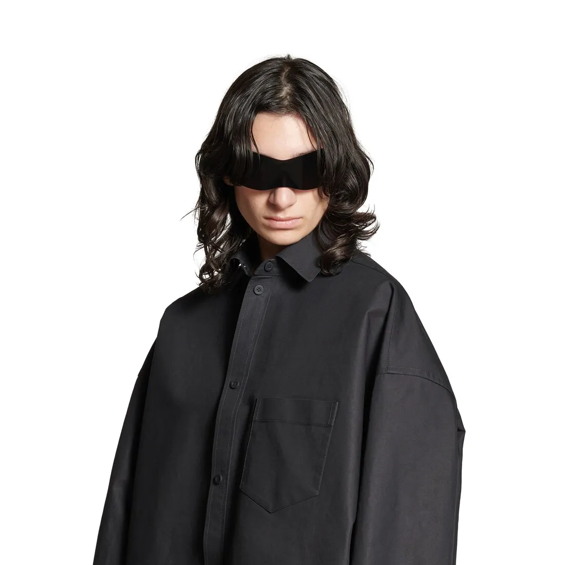 Large Fit Black Outerwear Shirt