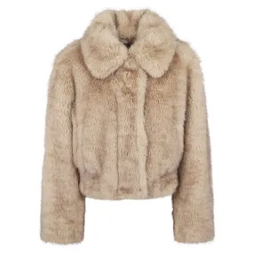 Lena Faux Fur Natural Fox Jacket 55cm