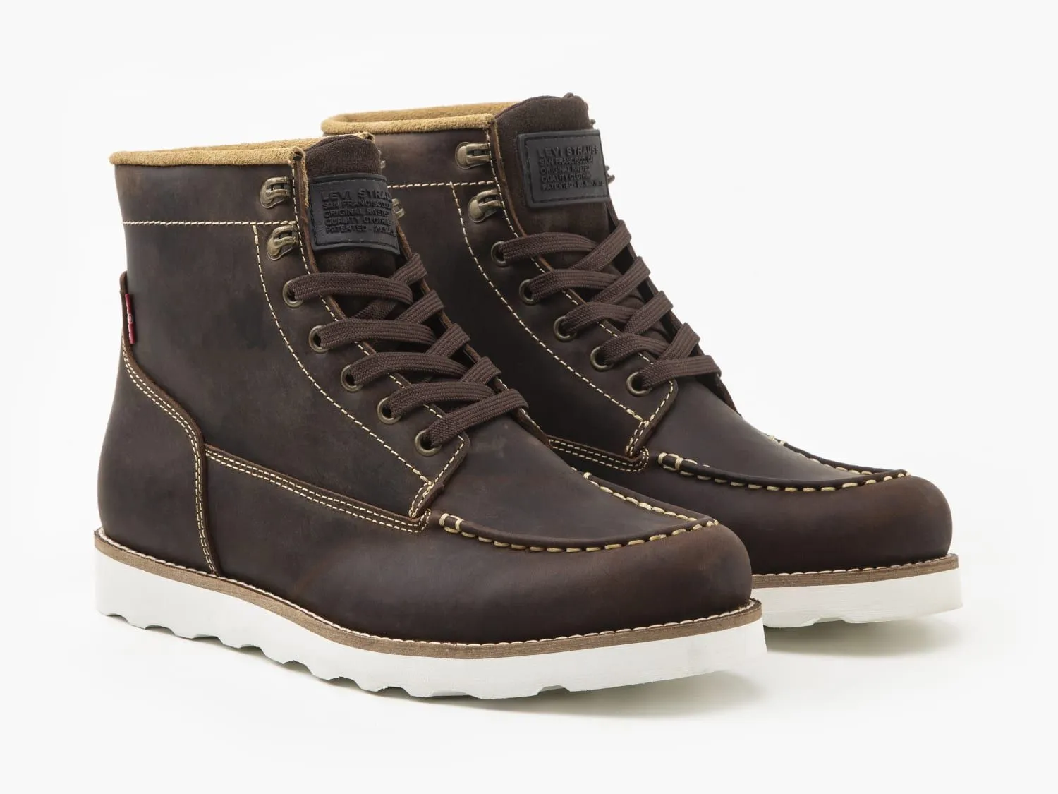 Levi's Darrow Mocc Lace Up Dark Brown Leather Boots