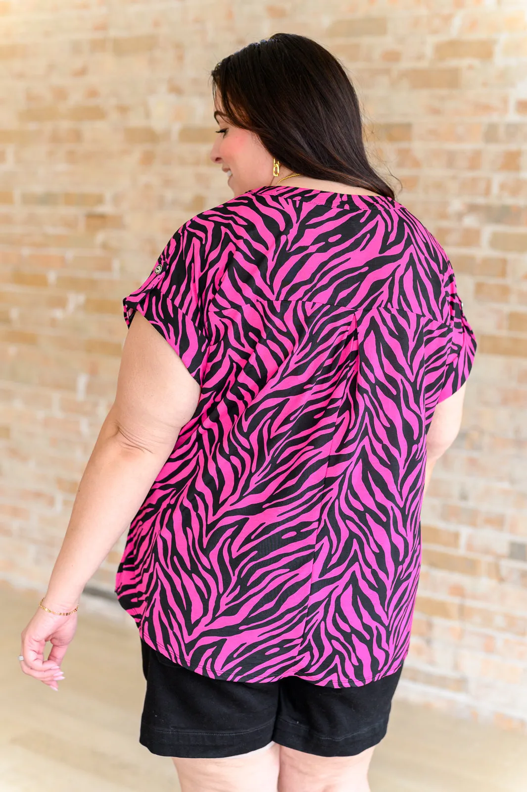 Pink and Black Zebra Lizzy Cap Sleeve Top