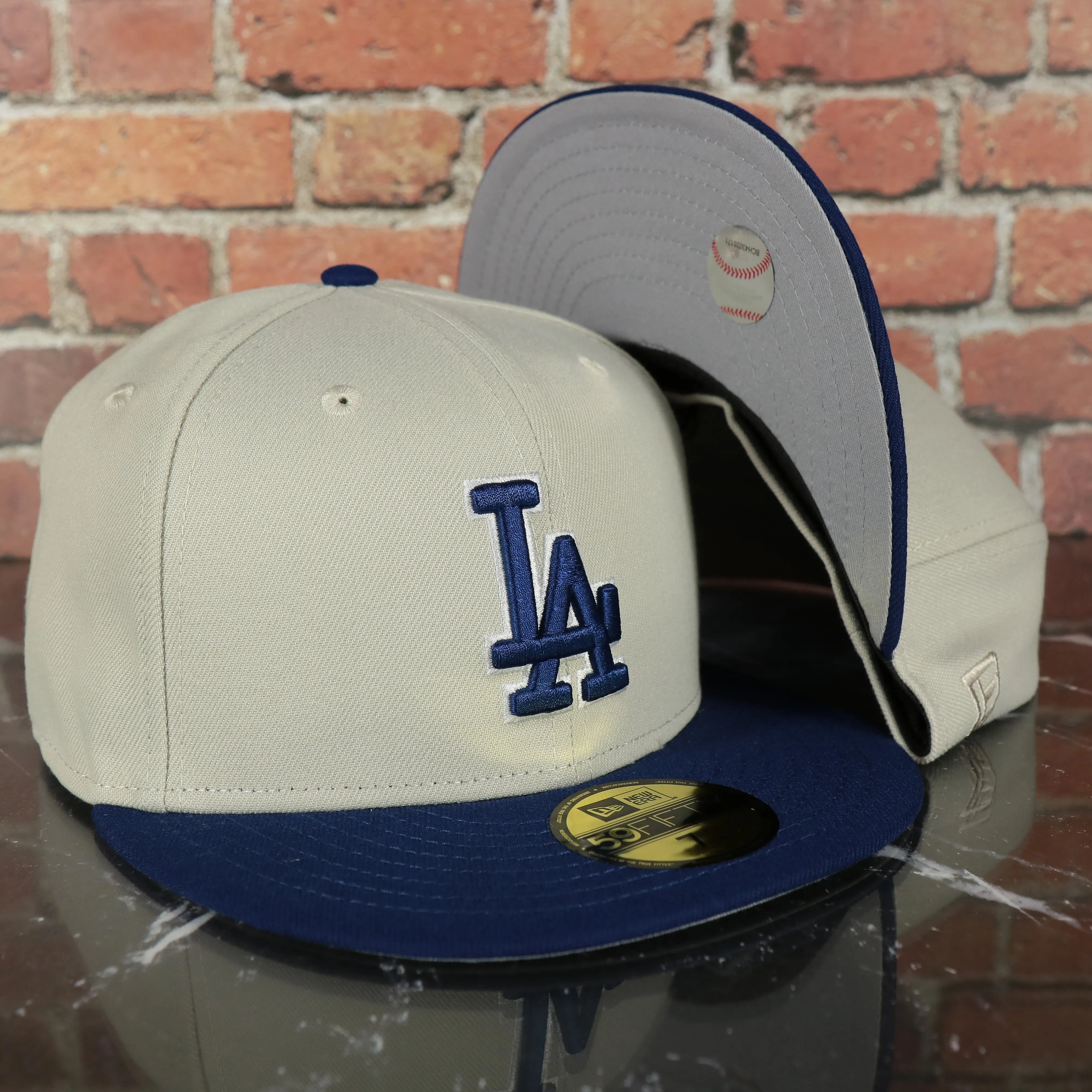 Los Angeles Dodgers 7-Time World Series Champions Grey Bottom Sand/Royal Fitted Cap