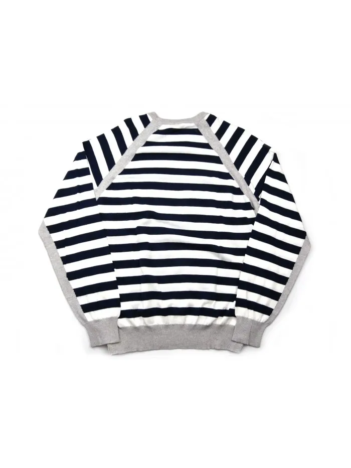 Luigi Borrelli Men's Striped Raglan Sweater Blue White Gray COL 26580 - Mod. BB281822