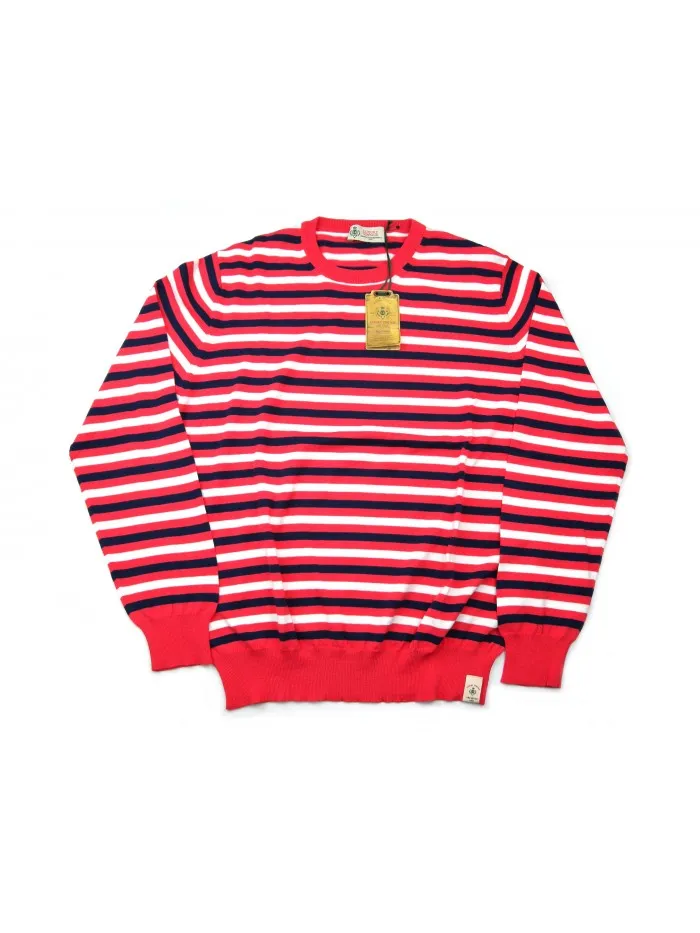 Luigi Borrelli Men's Striped Red White Blue Sweater BL28272 COL 29340