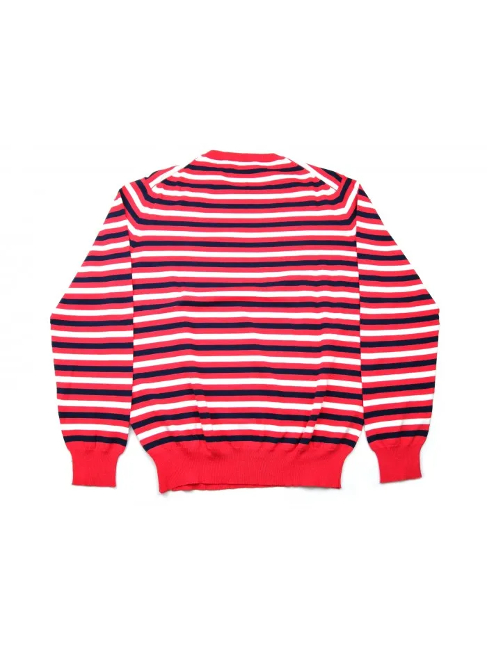 Luigi Borrelli Men's Striped Red White Blue Sweater BL28272 COL 29340