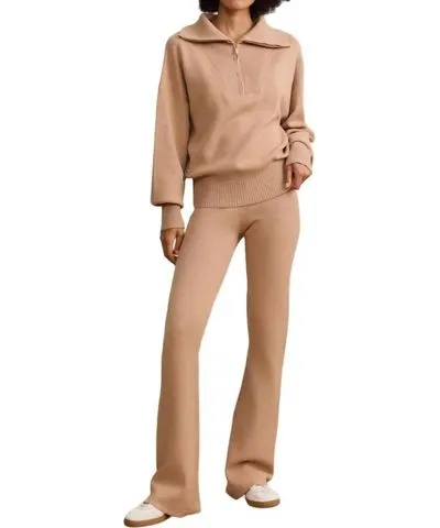 Camel Half Zip Sweater by Lune Active