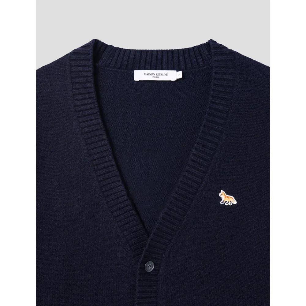 Maison Kitsune Unisex Cardigans with Animal Patterns and Logo Design