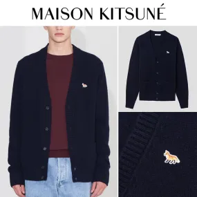 Maison Kitsune Unisex Cardigans with Animal Patterns and Logo Design