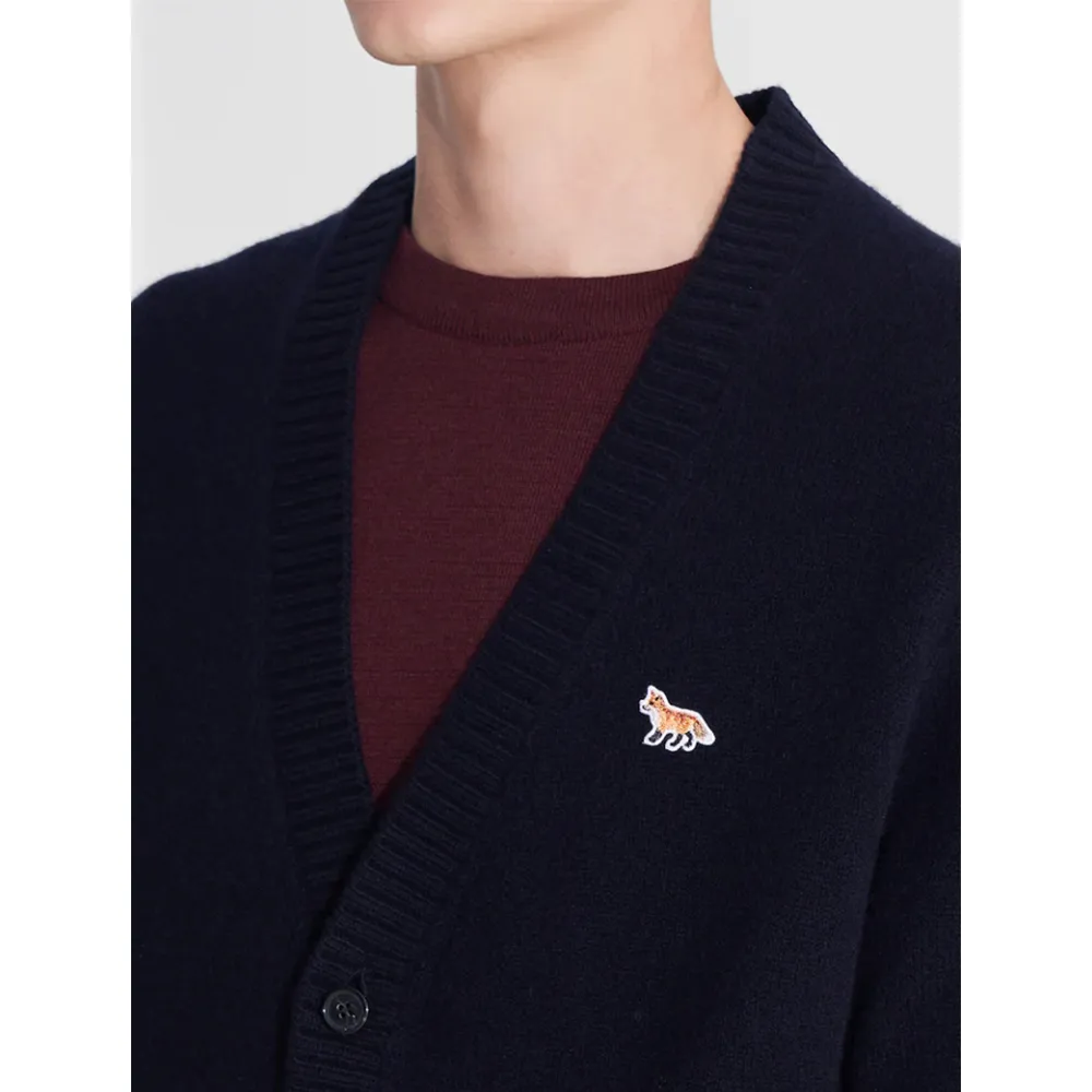 Maison Kitsune Unisex Cardigans with Animal Patterns and Logo Design