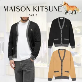 Maison Kitsuné Unisex Wool Bicolor Animal Patterns Logo