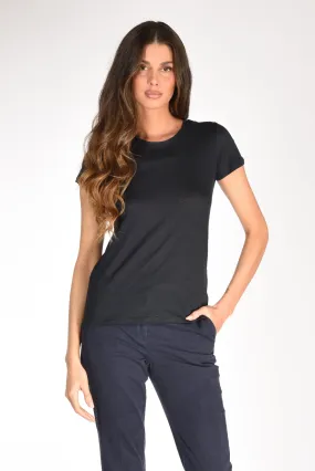 Majestic Filatures Paris Navy Blue Short Sleeve T-shirt Women