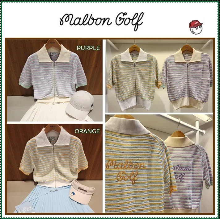 Malbon Golf Street Style Logo Cardigans with Short Sleeves