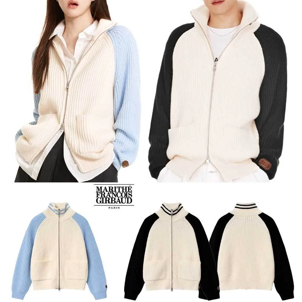 Marithe + Francois Girbaud Unisex Street Style Oversized Logo Cardigans