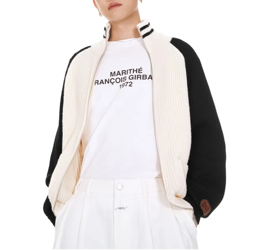 Marithe + Francois Girbaud Unisex Street Style Oversized Logo Cardigans