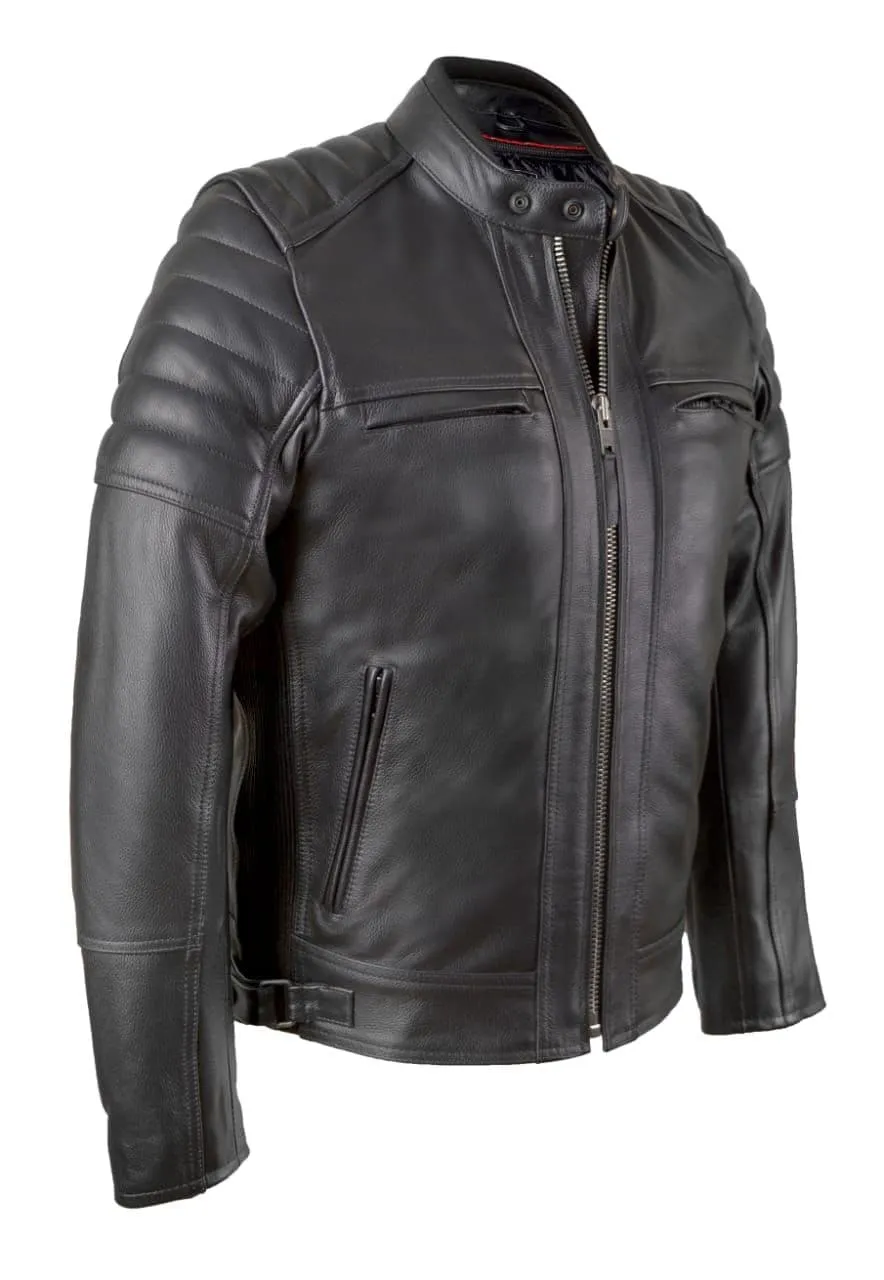 Men's MB309 Leather Motorcycle Jacket