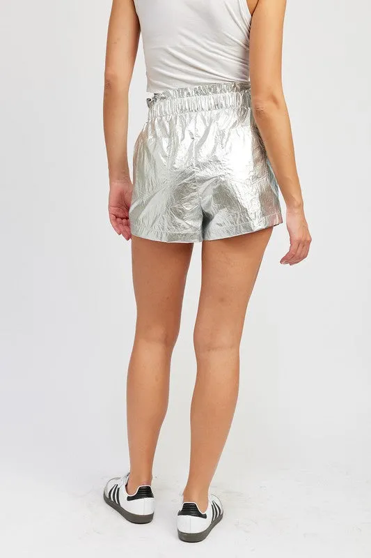 Metallic Paperbag Shorts