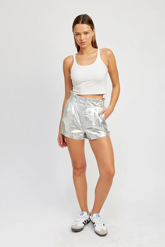 Metallic Paperbag Shorts