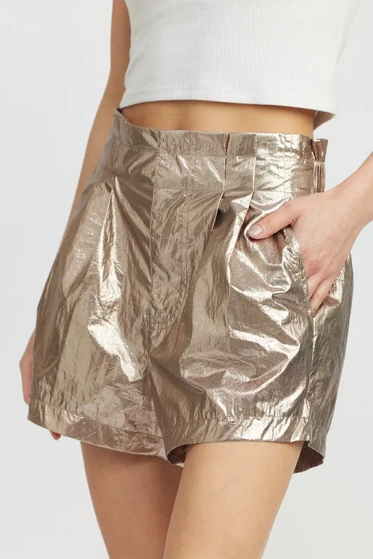 Metallic Paperbag Shorts