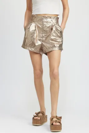 Metallic Paperbag Shorts