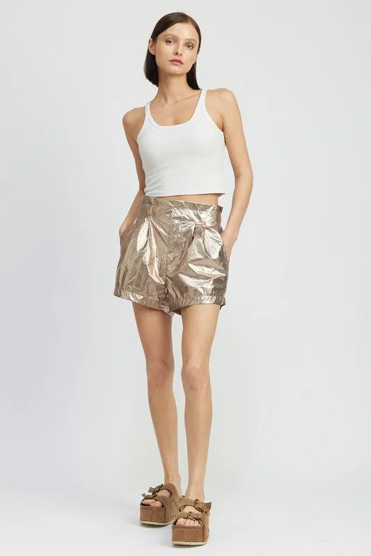 Metallic Paperbag Shorts