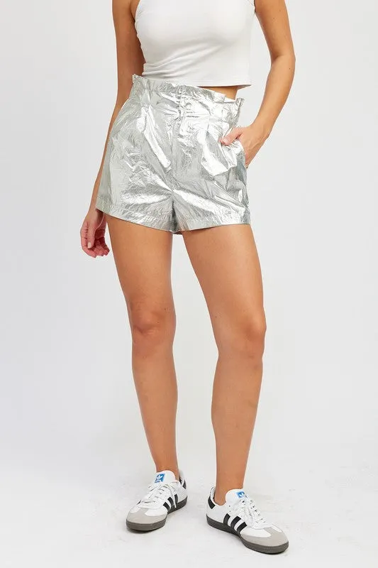 Metallic Paperbag Shorts