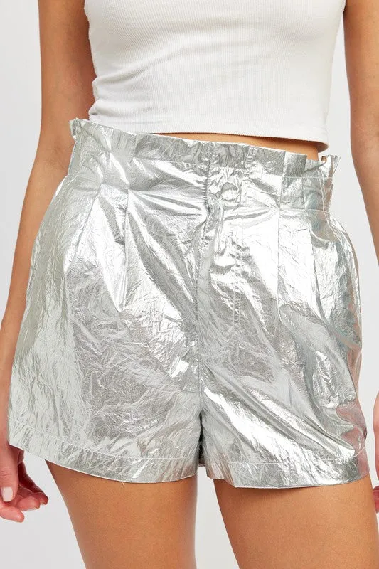 Metallic Paperbag Shorts