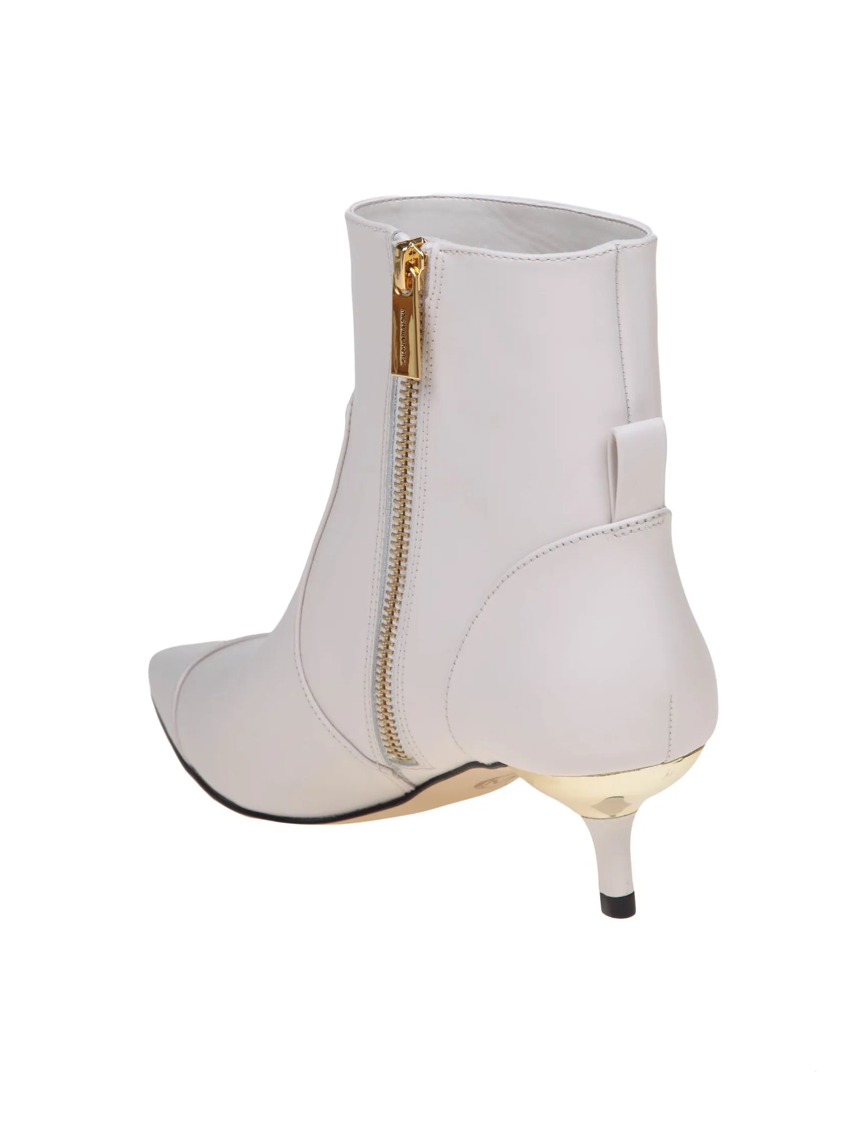 Michael Kors Cream Leather Kadence Ankle Boots.