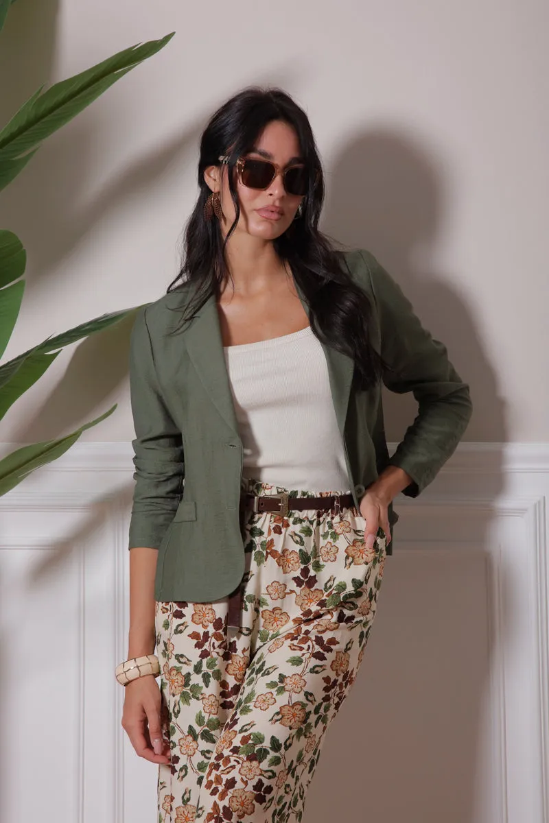 Military Green Two-Button Jacket