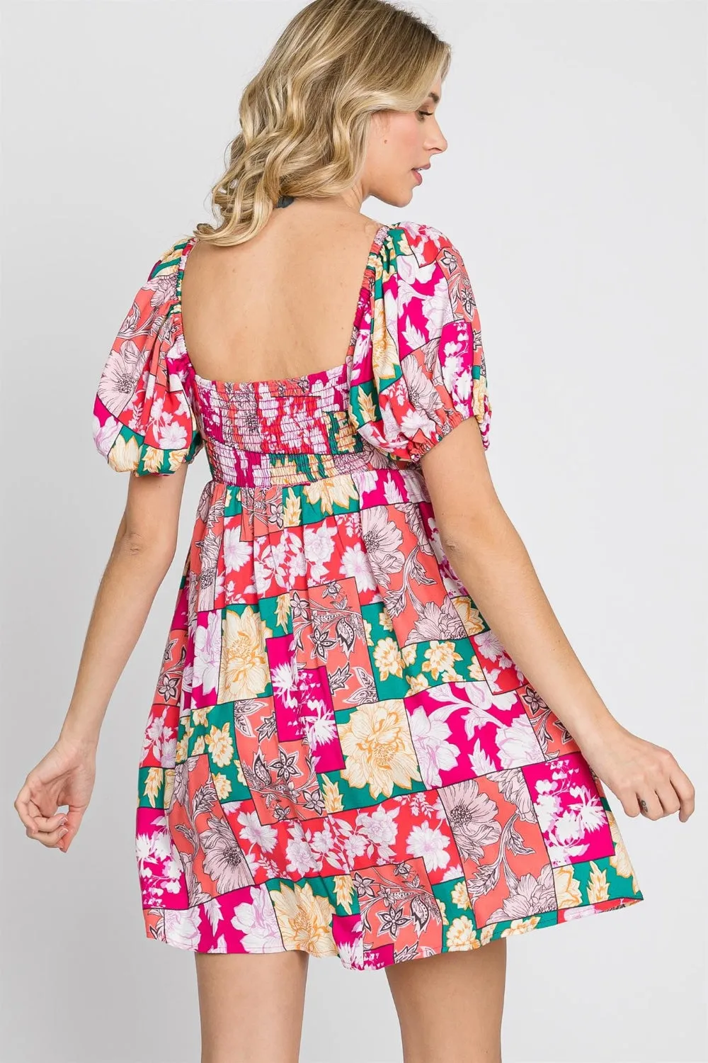 Mini Dress with Floral Ruff Sleeves