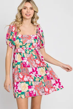 Mini Dress with Floral Ruff Sleeves