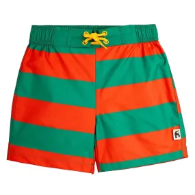 Mini Rodini Green Red Stripes Child Swim Shorts