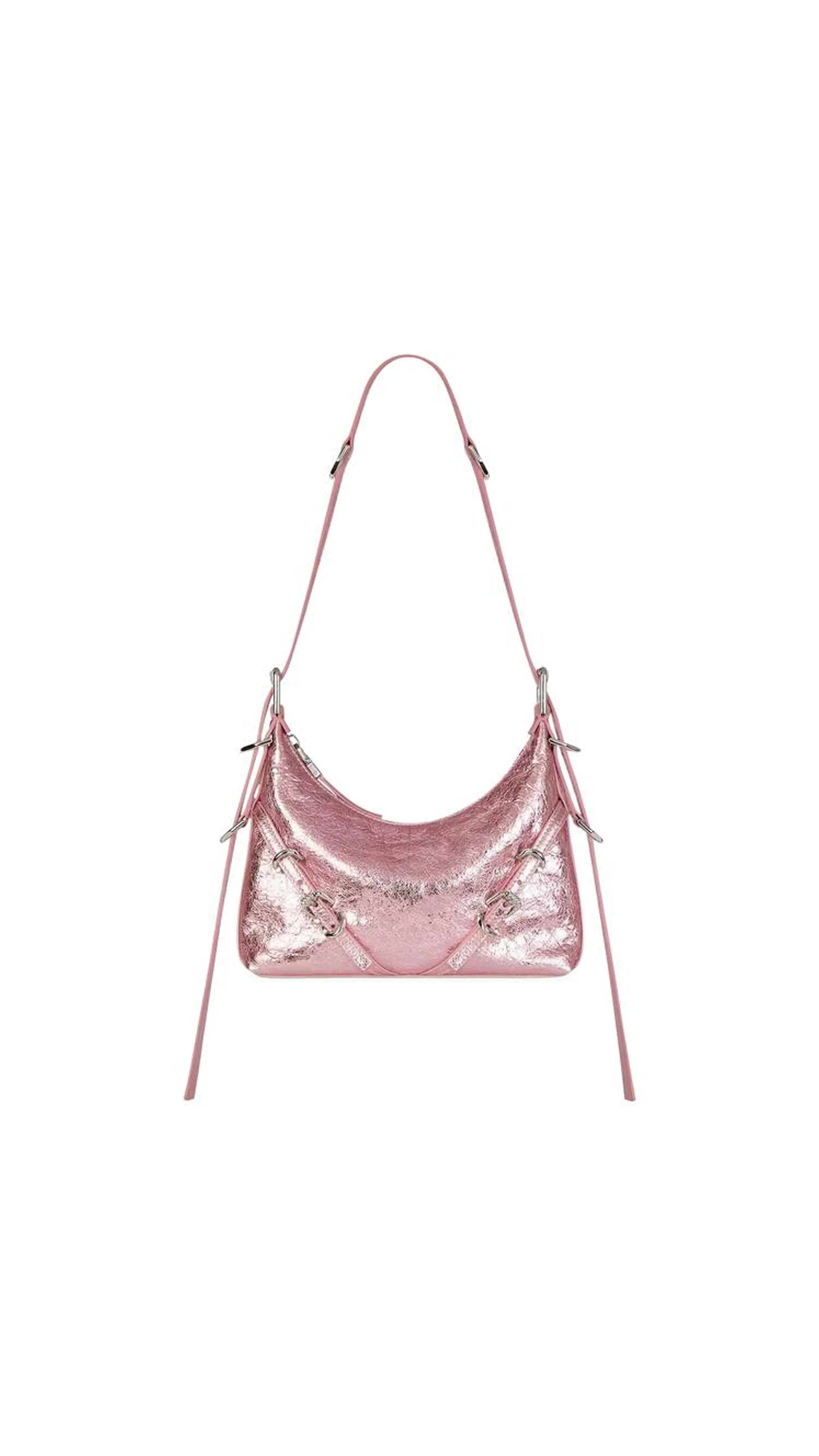 Shiny Pink Mini Voyou Bag In Laminated Leather