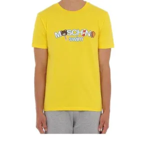 Moschino Swim Men's T-Shirt V3A0713 Yellow Ice-Cream Logo Print Fantasy PE24.