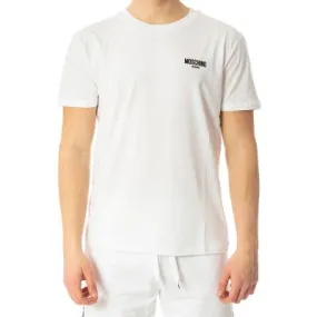 Moschino Swim Men's T-Shirt V3A0781 White Tee with Moschino Logo Print PE24