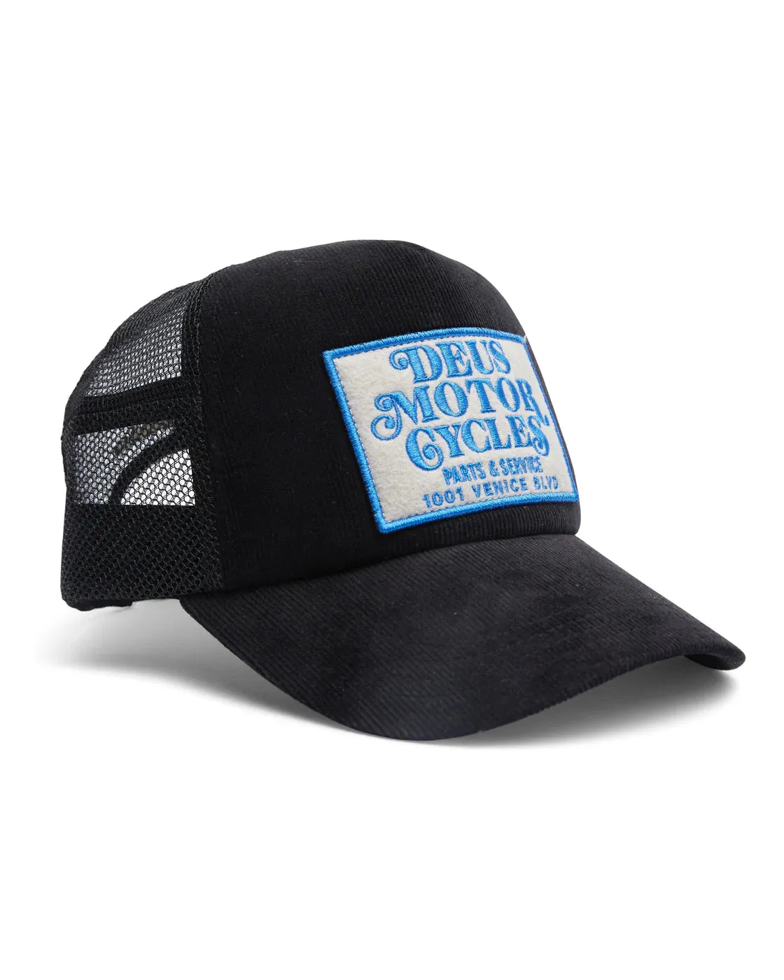 Mosey Trucker Deus Cap Black could be rewritten as Casual Black Trucker Hat by Deus Ex Machina.