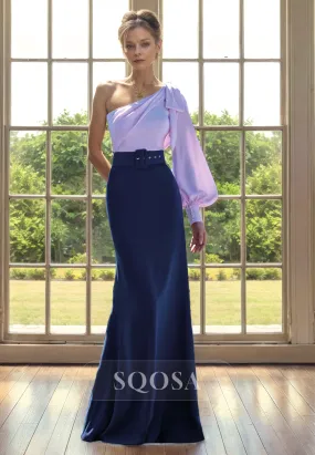 Mother of the Bride Dress One Shoulder Long Sleeves Cocktail Dress Wedding