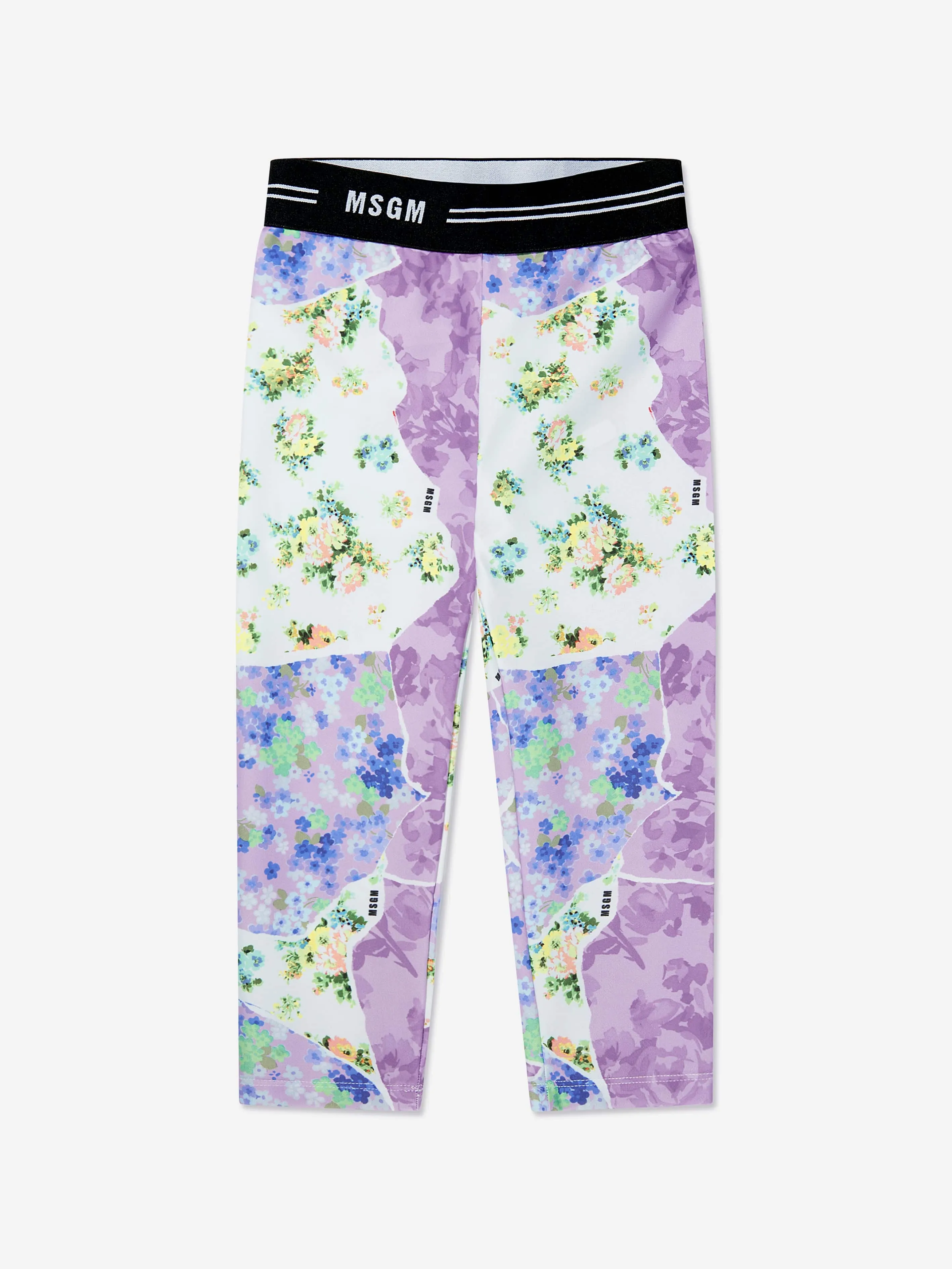 MSGM Girls Multicolour Floral Leggings