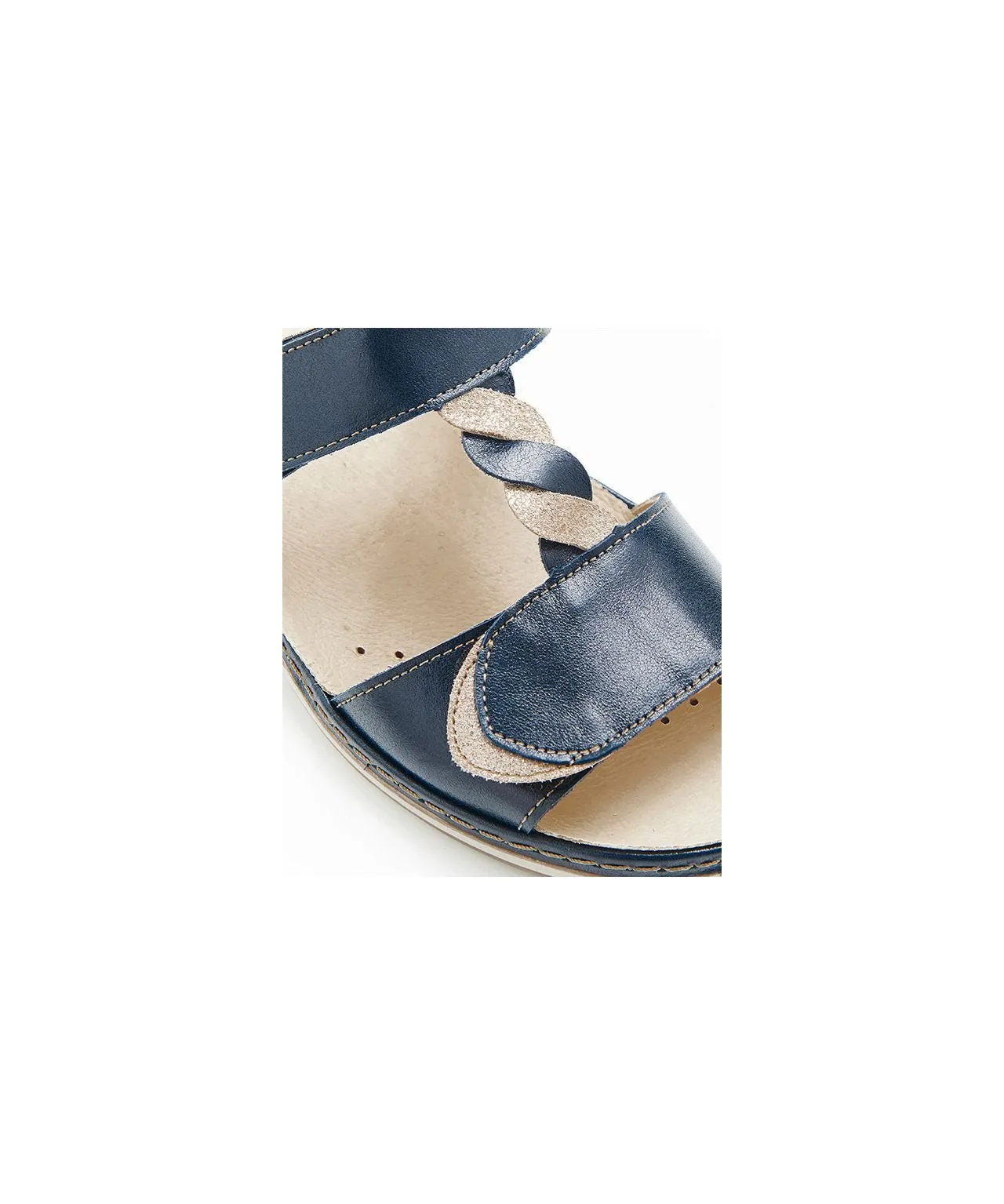 Navy Blue Leather Women's Sandals