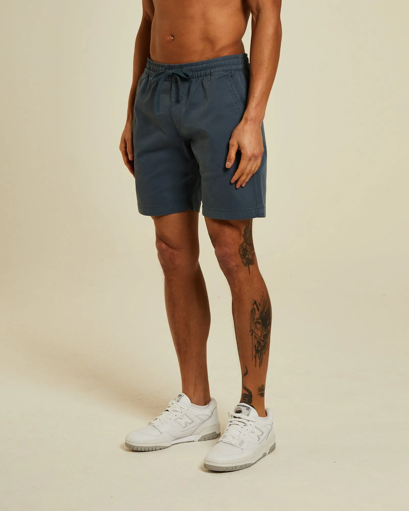 Navy Drawstring Shorts - Barton