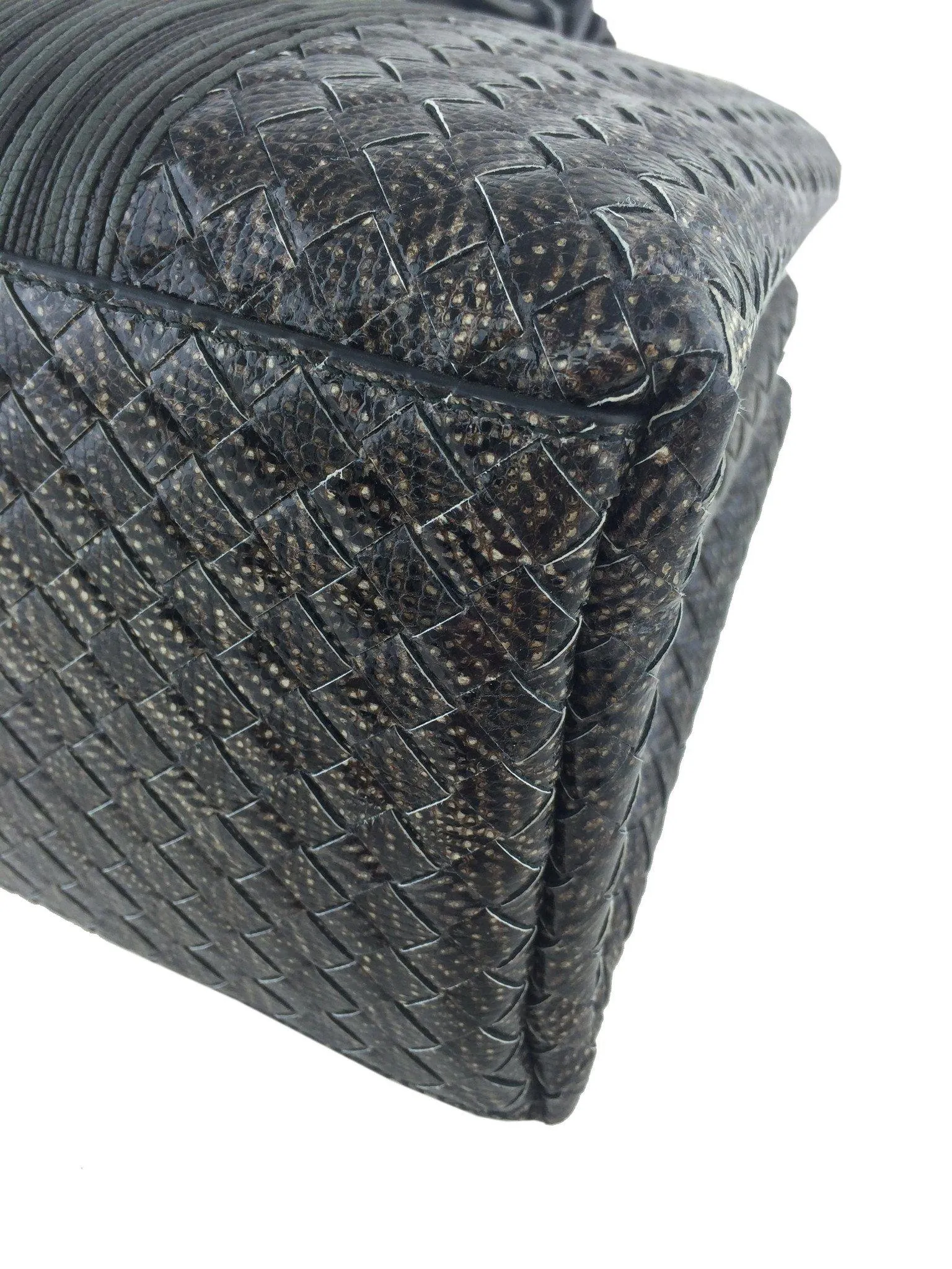 New Bottega Veneta Small Roma Bag with Intrecciato Snakeskin Pattern