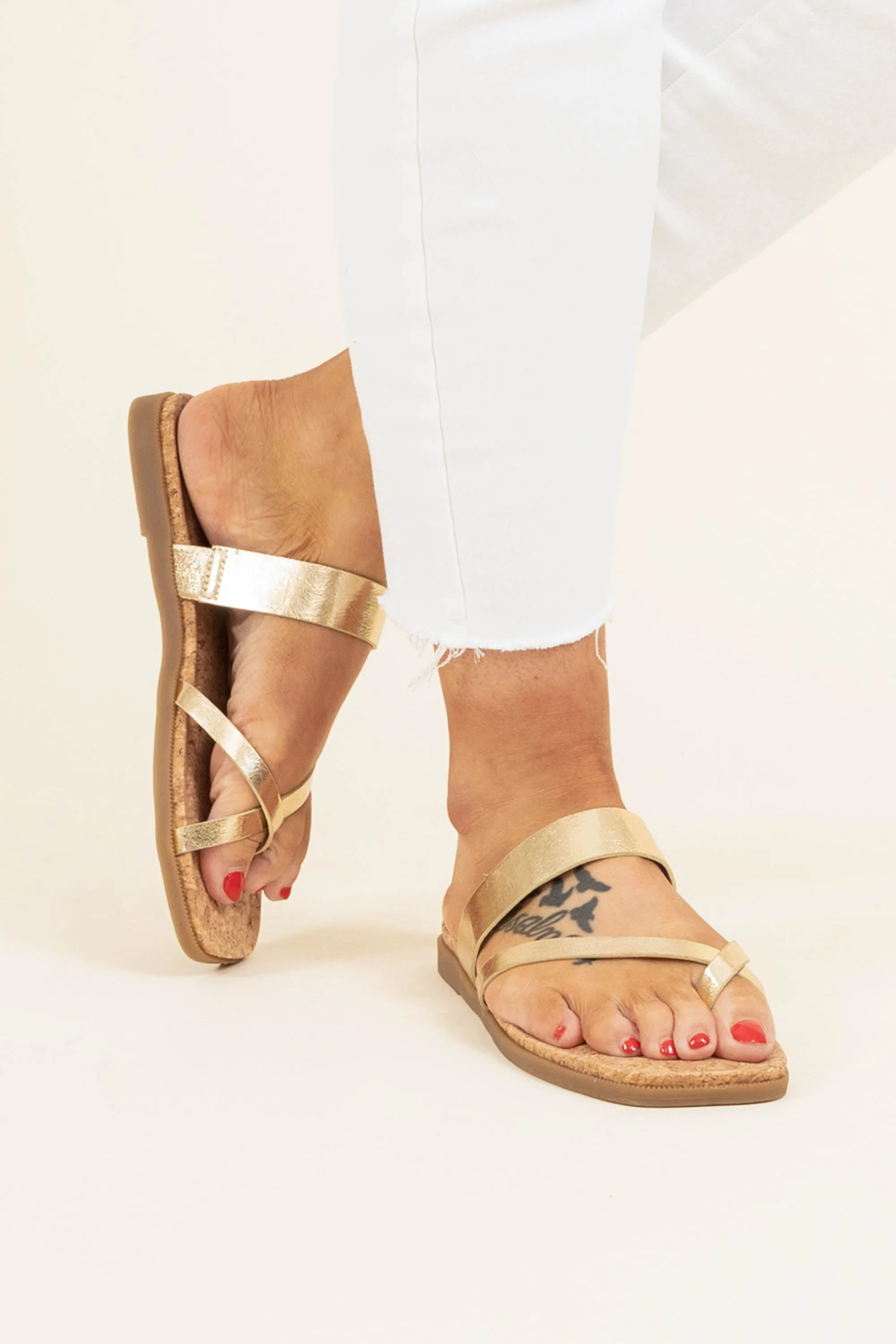 New Places Gold Sandals for Exploring