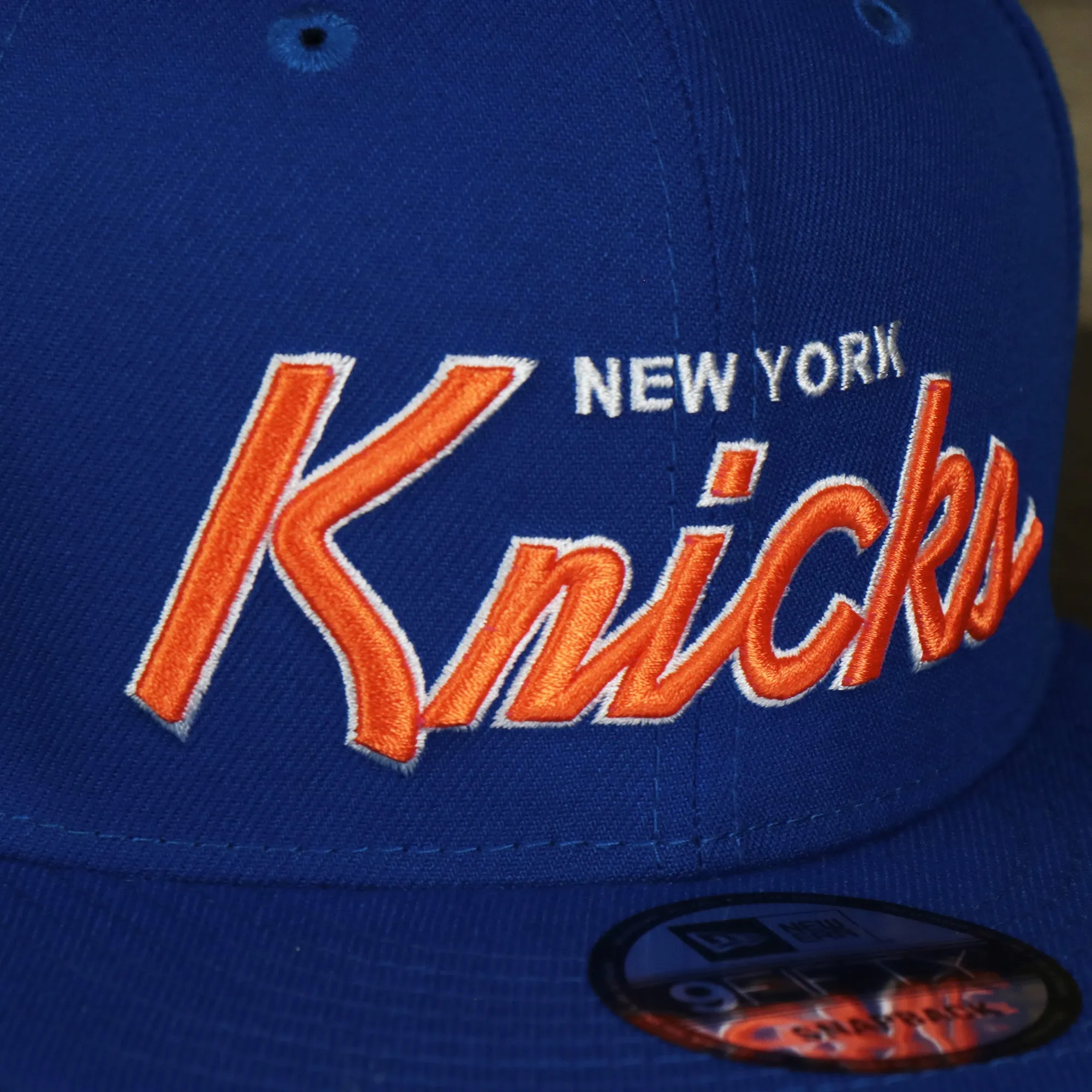 New York Knicks Snapback Hat Blue OSFM - Patch Script Design