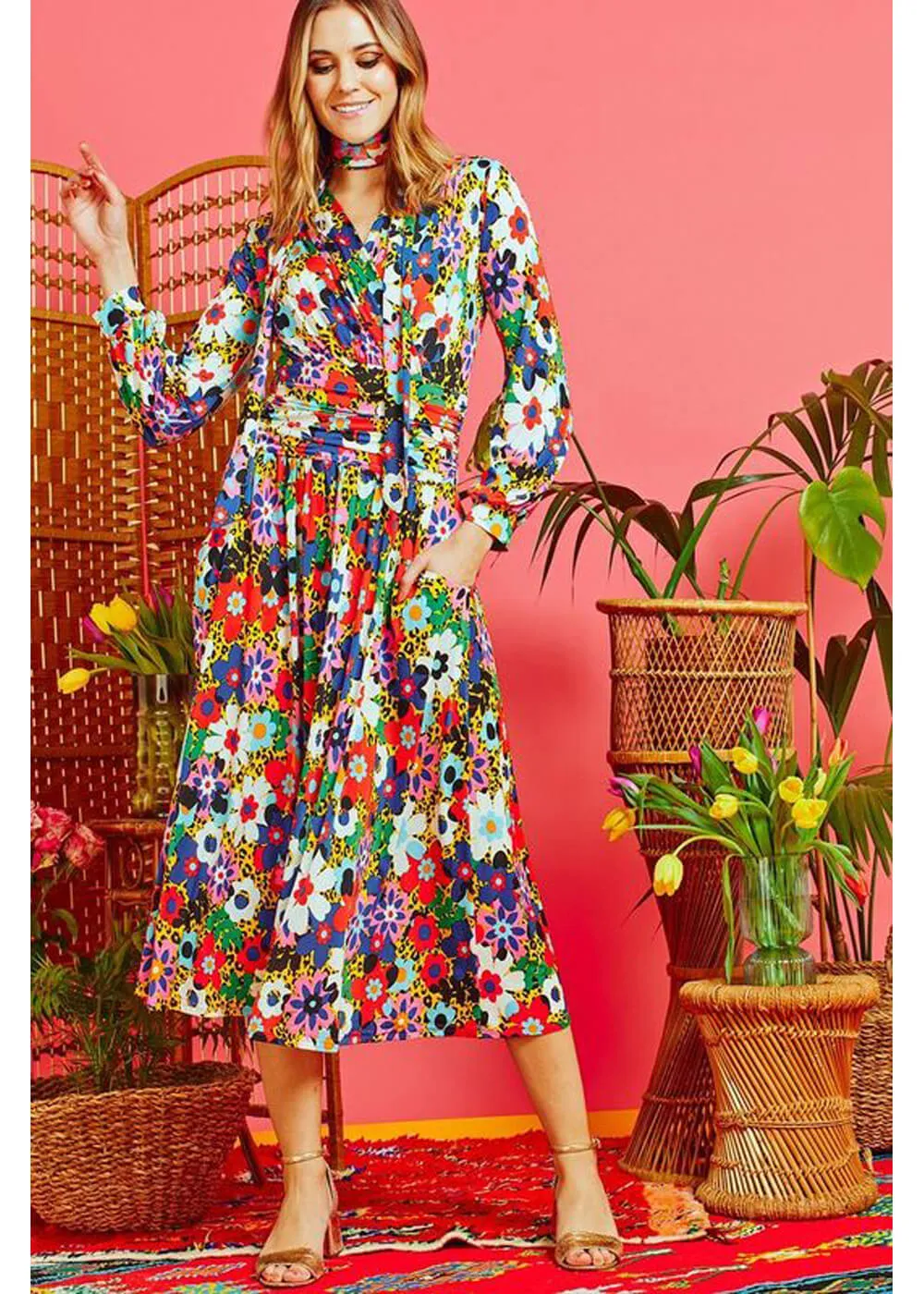 Multi Onjenu Sharon Donna 70's Midi Dress