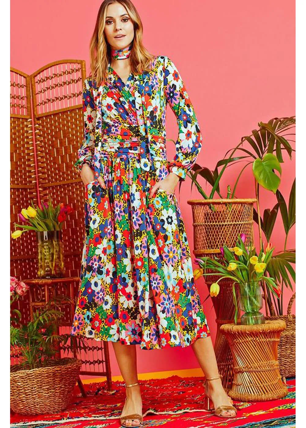 Multi Onjenu Sharon Donna 70's Midi Dress