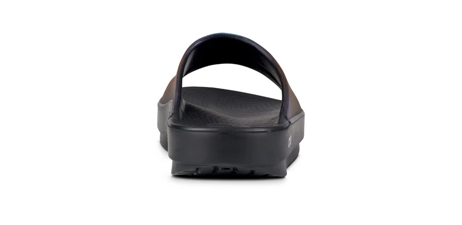 Oofos Women's Ooahh Luxe Slide Sandals in Midnight Spectre Color