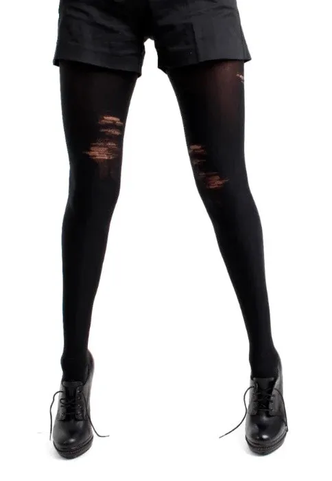 Pamela Mann Opaque Black Tights - bruised effect