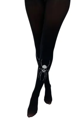 Pamela Mann Spider Skeleton Black Tights