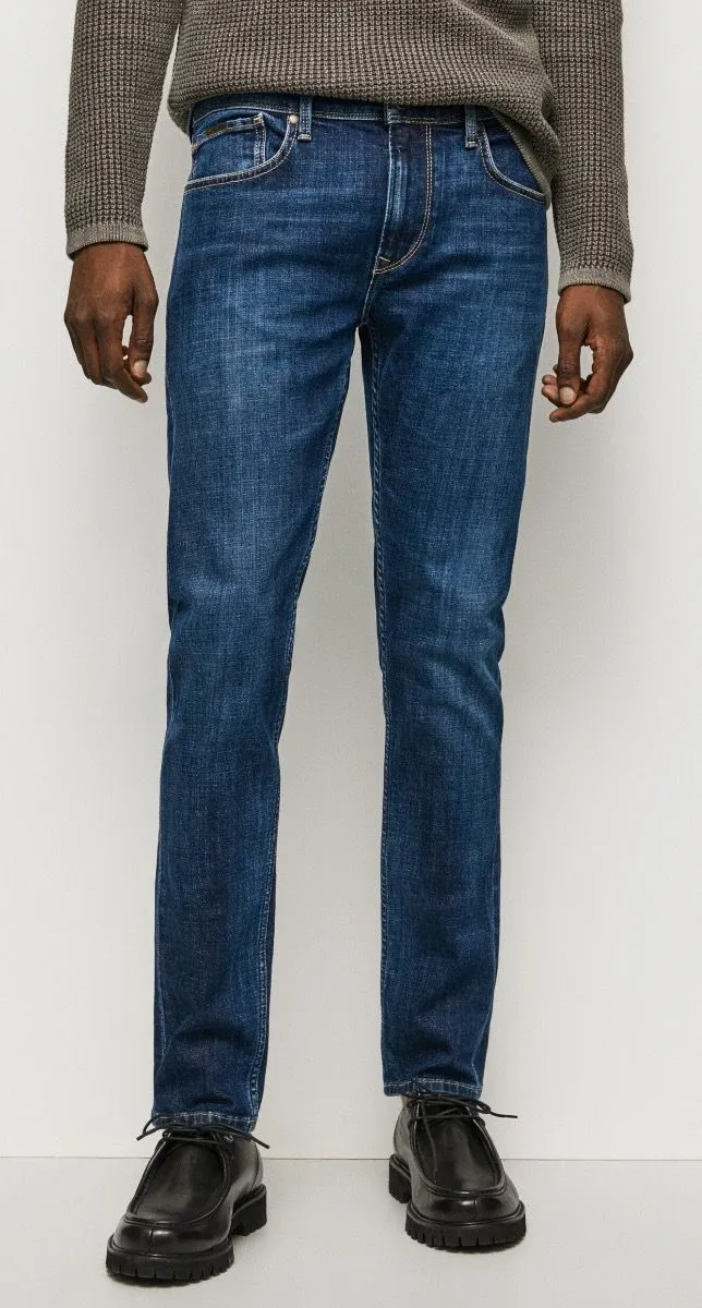 Pepe Jeans Finsbury Skinny Fit Low Waist Denim Jeans in Blue