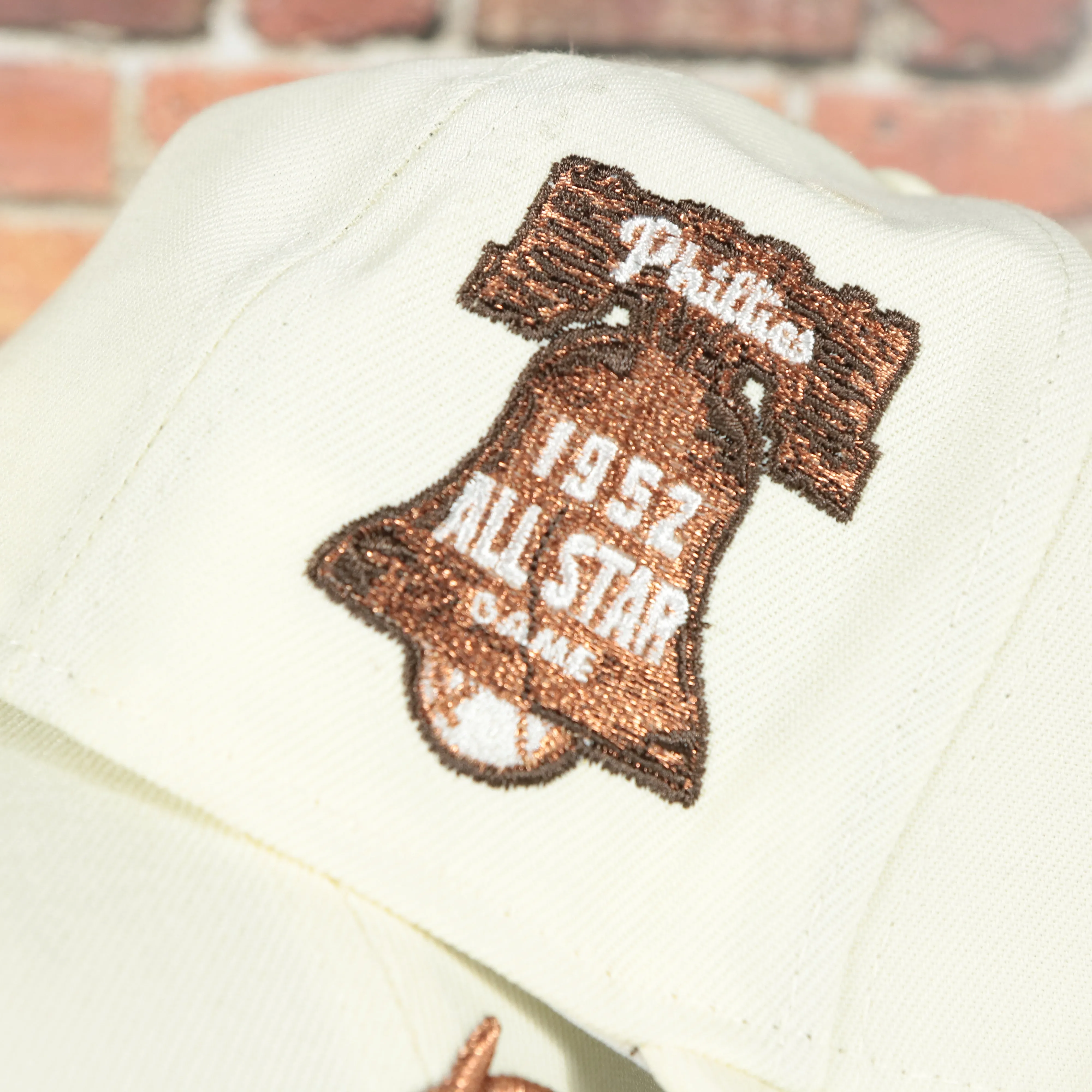 Philadelphia Phillies Cooperstown 1952 All Star Game Side Patch Walnut UV 59Fifty Fitted Cap | Milk With Coffee Hoagie Pack can 